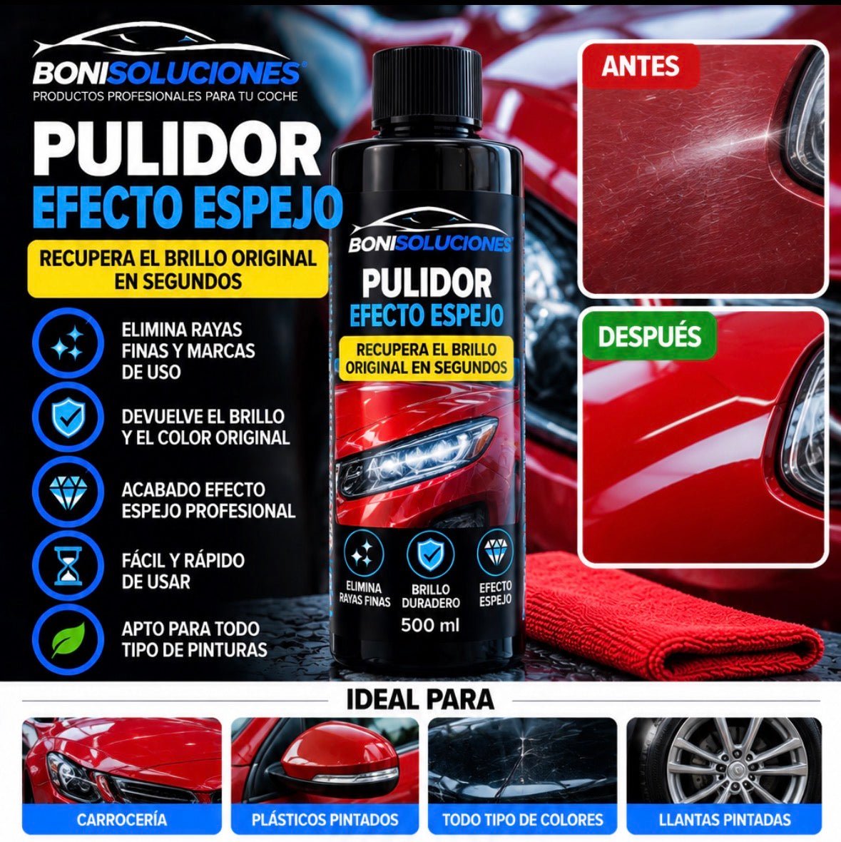 Nano pulidor espejo para pintura de coche y elimina los micro arañazos - Boni Soluciones