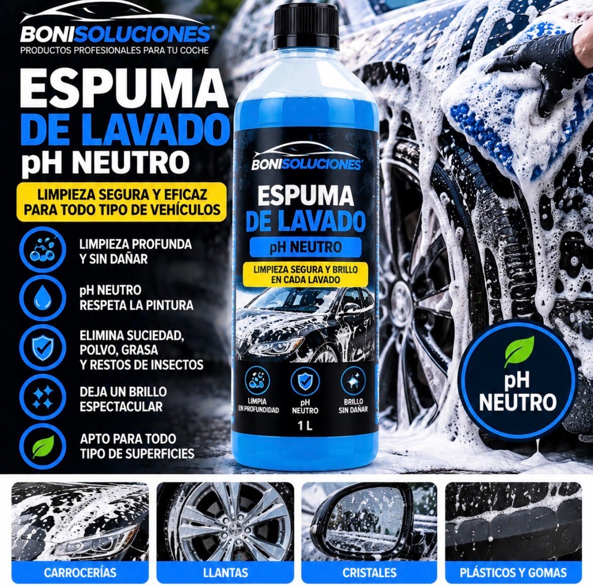 Espuma de Lavado Premium para coches y camiones - Boni Soluciones