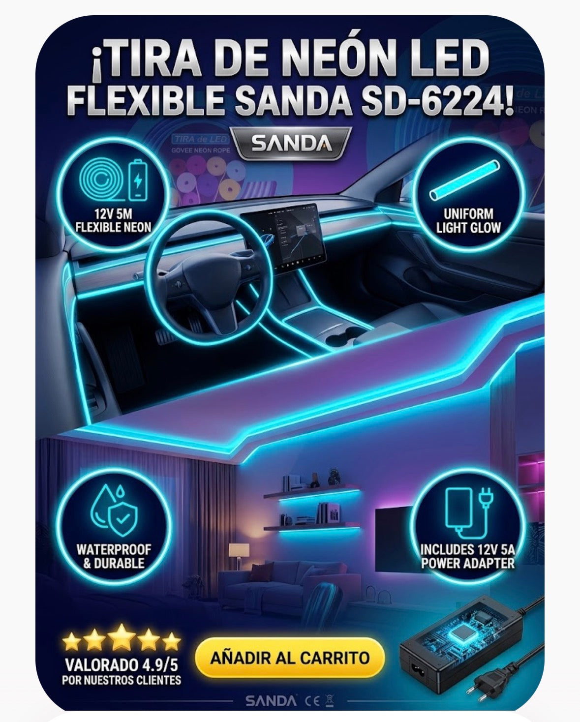 Luces led para interior del coche.