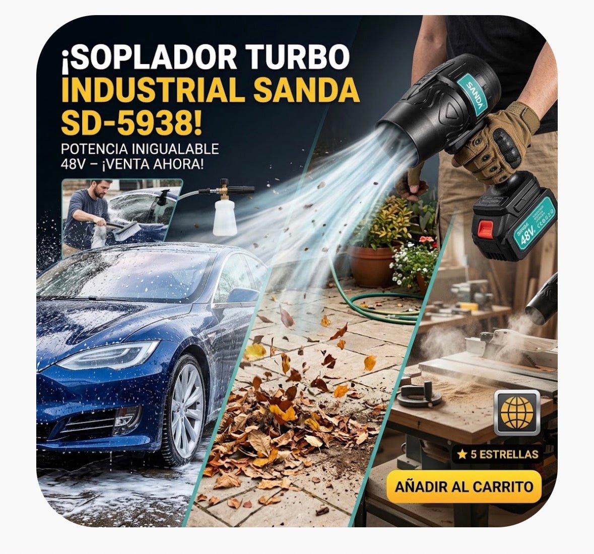 Soplador de aire a presión para coche. - Boni Soluciones