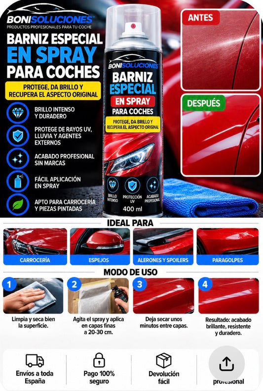 Barniz coche spray para pintura de coche. - Boni Soluciones