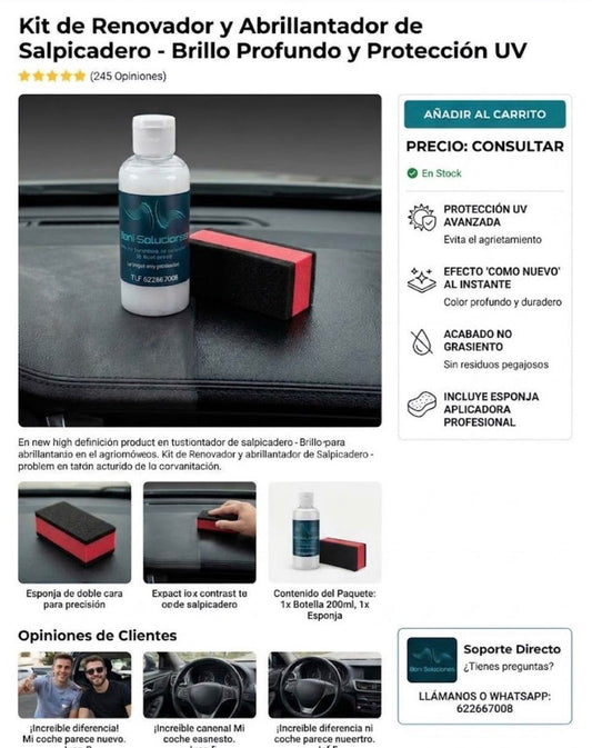 Limpia Salpicaderos Brillo para tu coche - Boni Soluciones